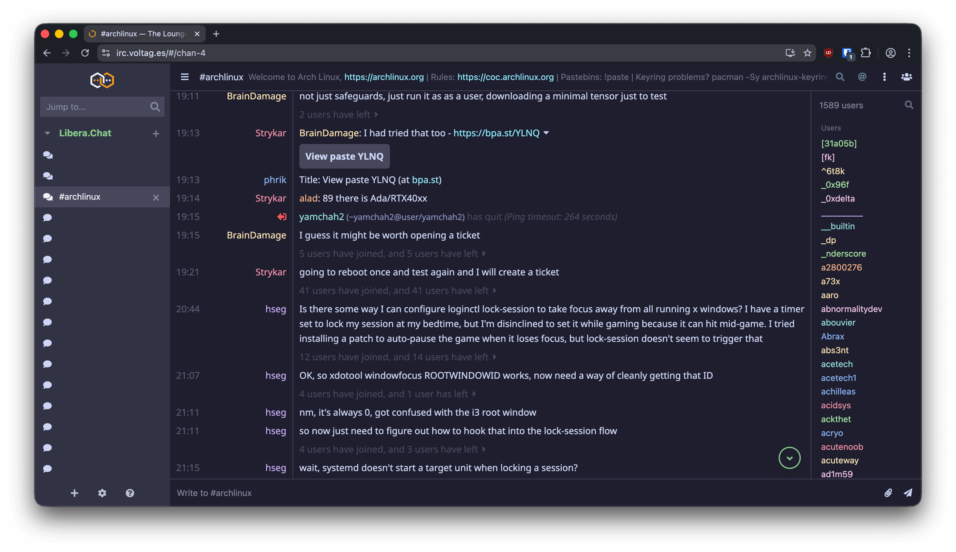 The Lounge IRC klient